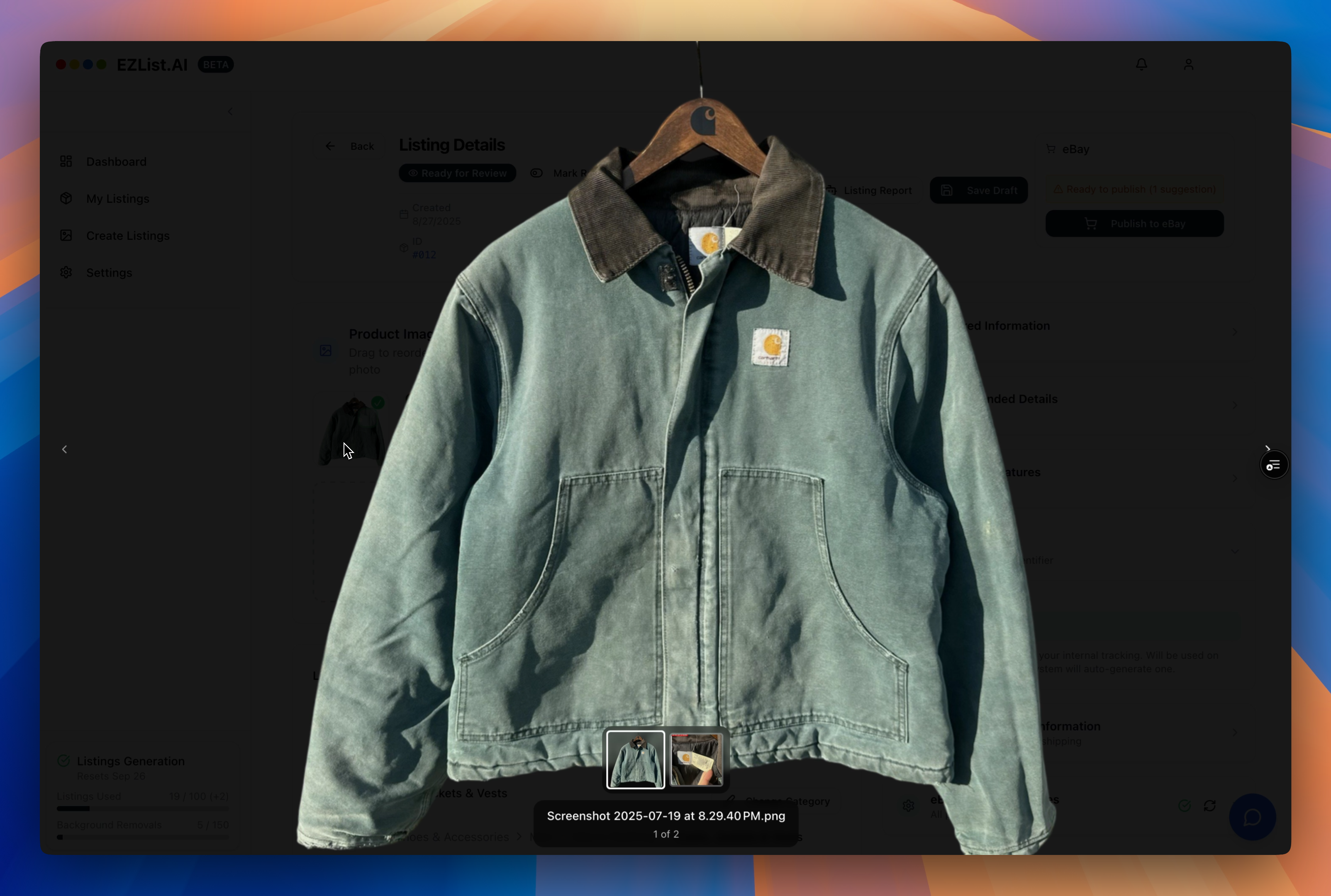Final result of background removal showing clean product photo