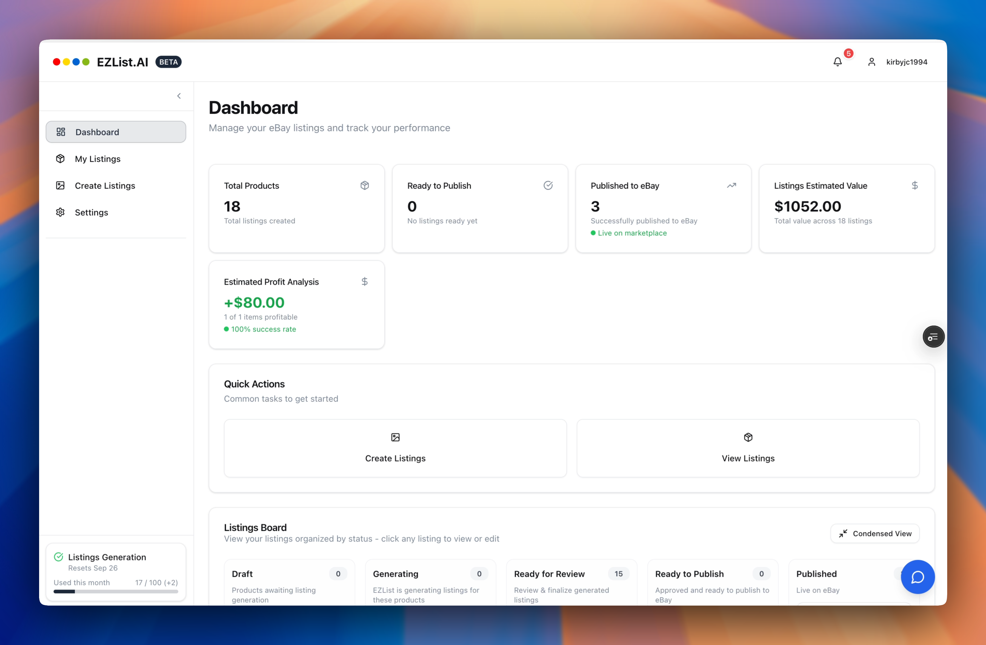 EZList.AI Dashboard Demo