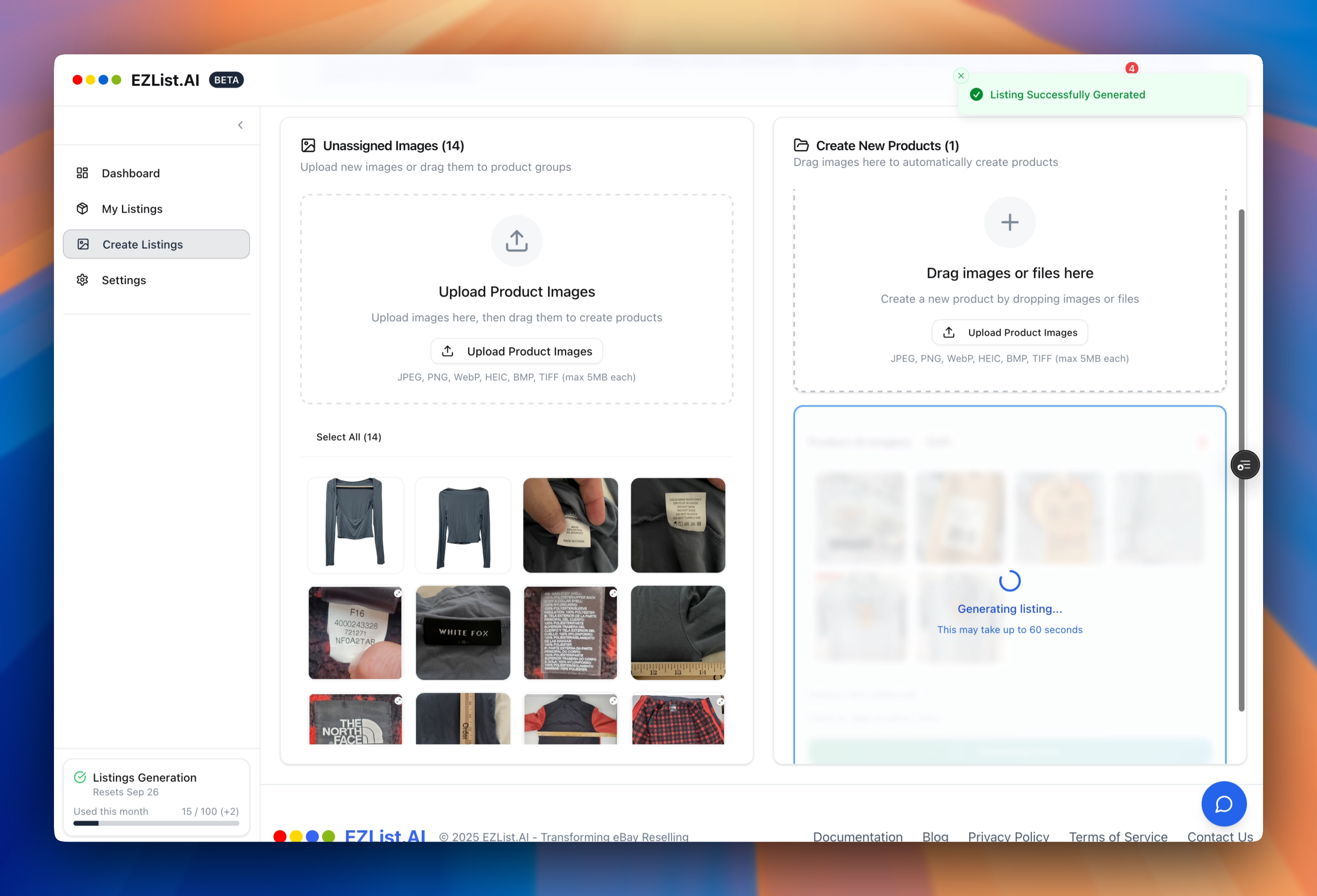 AI Listing Generation in Progress