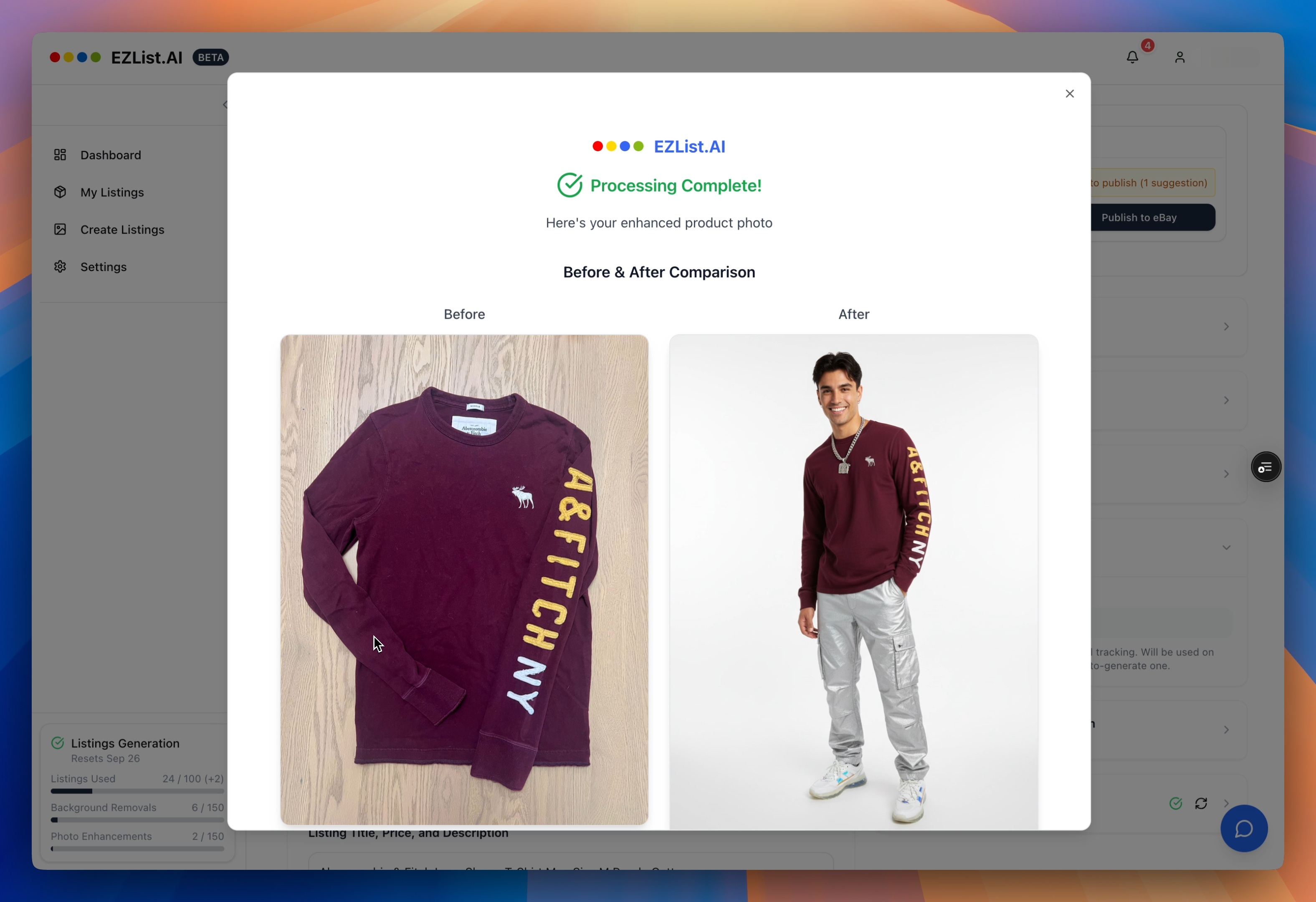 Final result showing clothing on virtual model